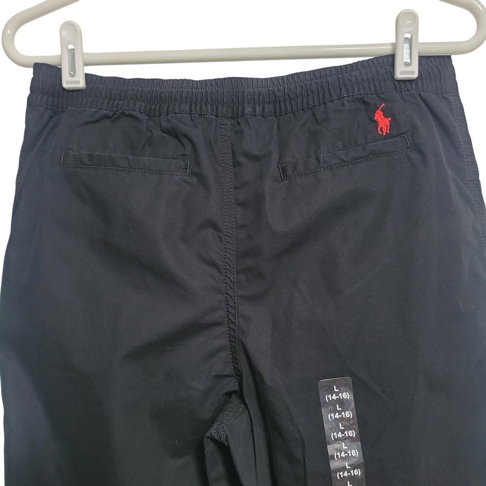 NWT POLO Cotton Poplin Jogger Pants Black Boys Large 14-16 - Picture 7 of 9